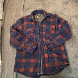 Blue and Red Plaid Button-Up Shirt